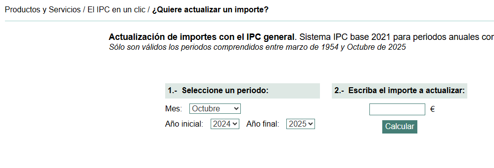 Calculadora d'inflació a Espanya